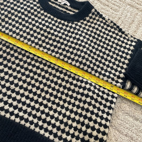 Madewell Mixed Stripe Raglan Pullover Crewneck Sweater XL Navy Blue White - Picture 3 of 5